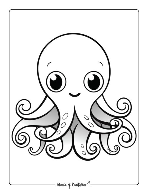 Easy To Color Octopus Coloring Page