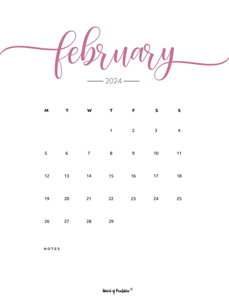 Aesthetic February 2024 Calendar