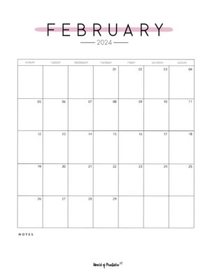 Free Printable February 2024 Calendars - World of Printables