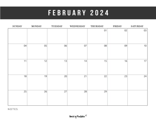 Free Printable February 2024 Calendars - World Of Printables