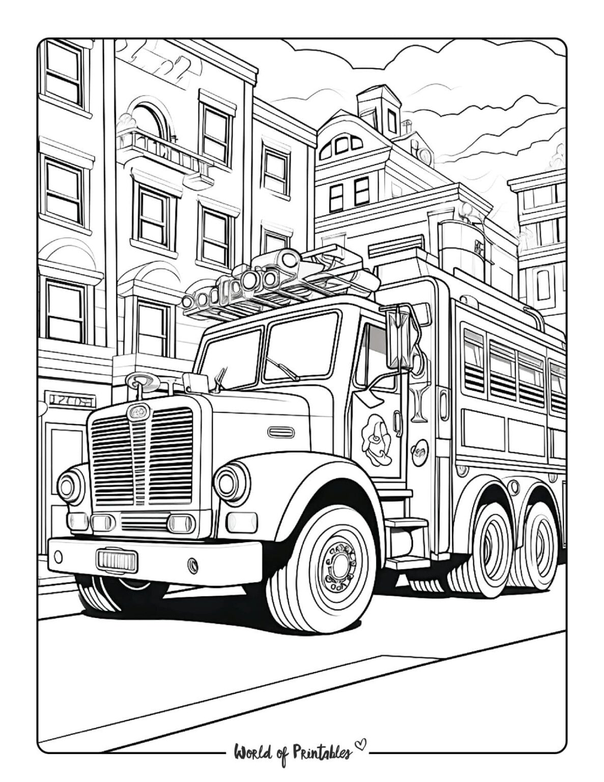 Fire Truck Coloring Pages For Kids & Adults - World of Printables