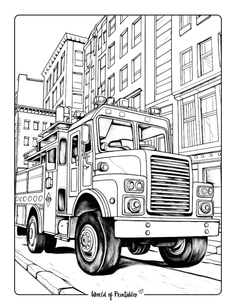 Fire Truck Coloring Pages For Kids & Adults - World of Printables