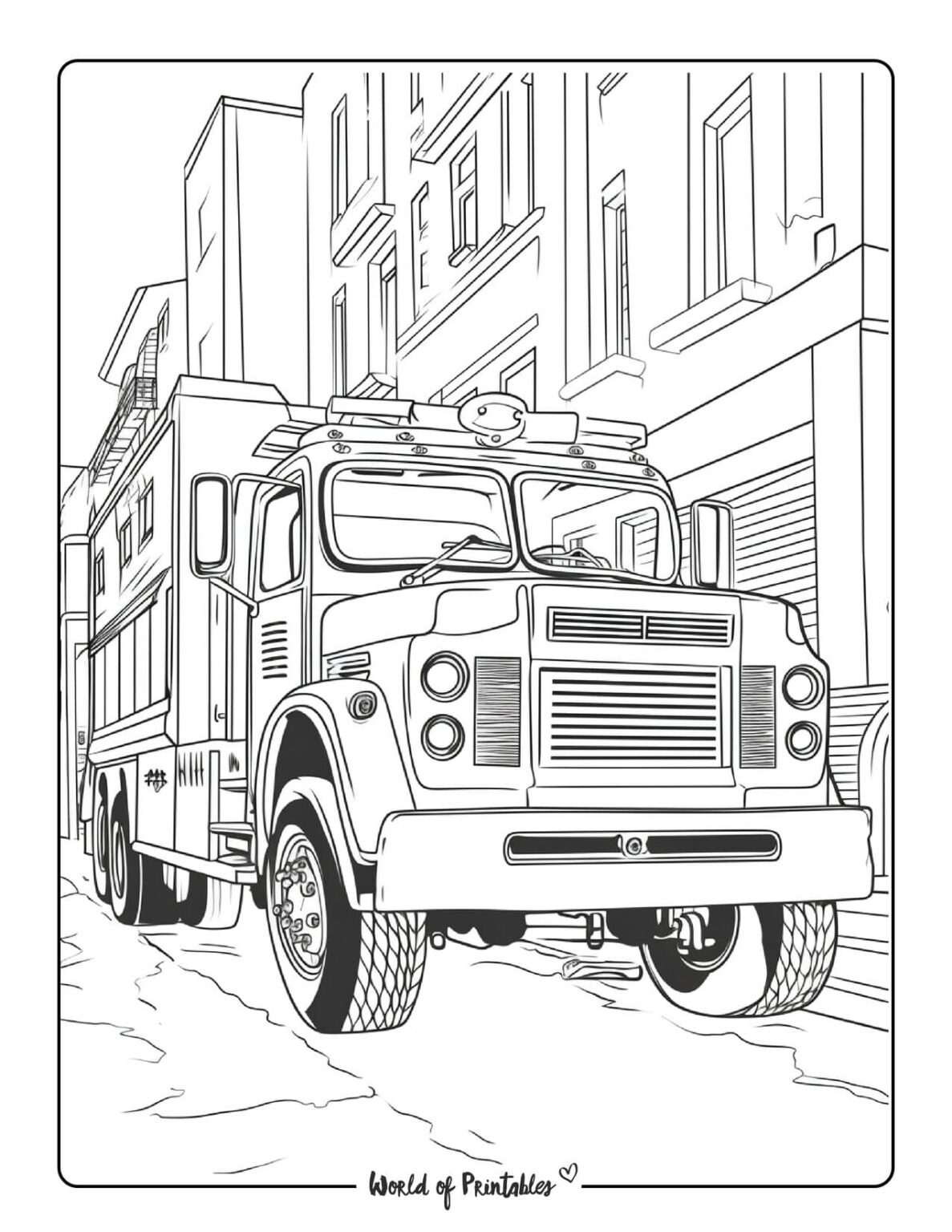 Fire Truck Coloring Pages For Kids & Adults - World of Printables