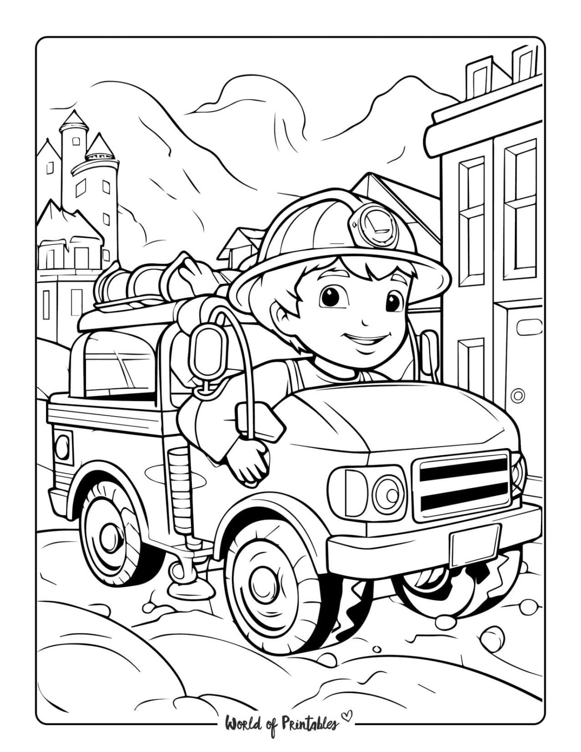 Fire Truck Coloring Pages For Kids &amp; Adults - World of Printables