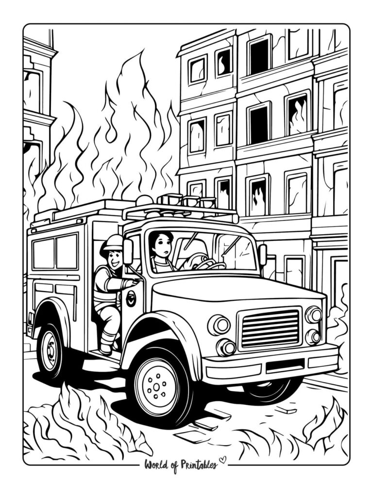 Fire Truck Coloring Pages For Kids & Adults - World of Printables