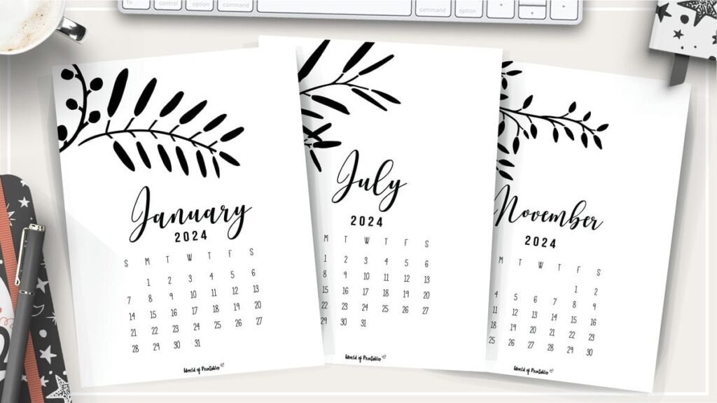 Free Calendar Template 2024 Botanical style
