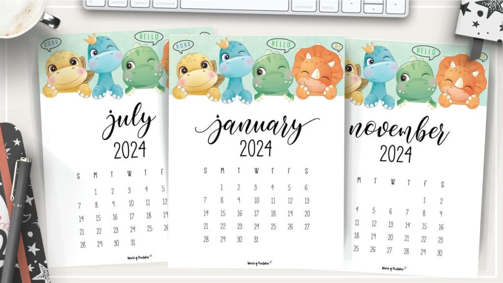 Free Kids Calendar for 2024 Printable