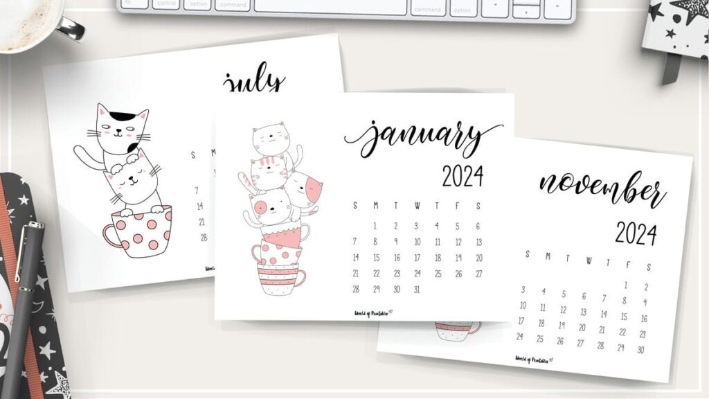 Free Kitten Calendar 2024 Printables for 2024