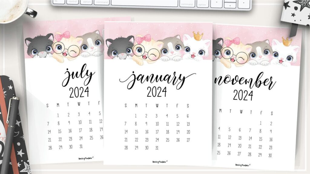 Free Printable 2024 Cat Calendar