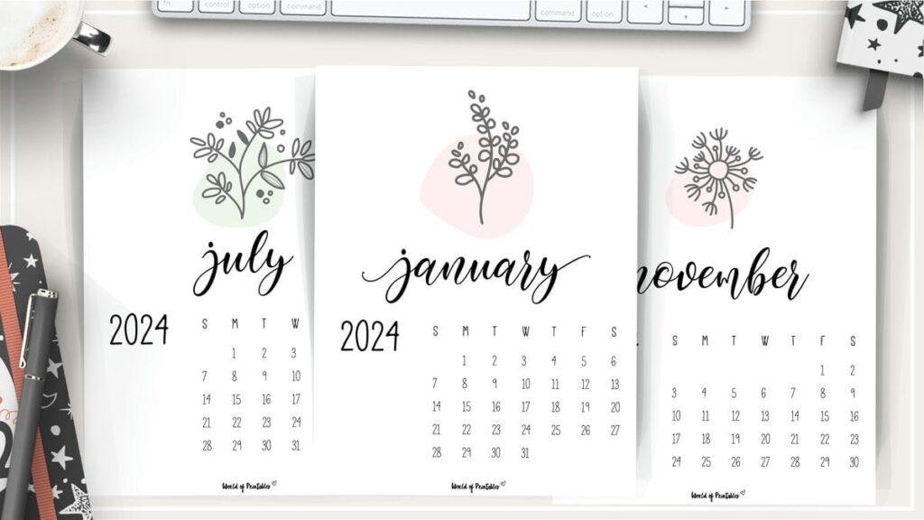 Free Printable Botanical Calendar 2024