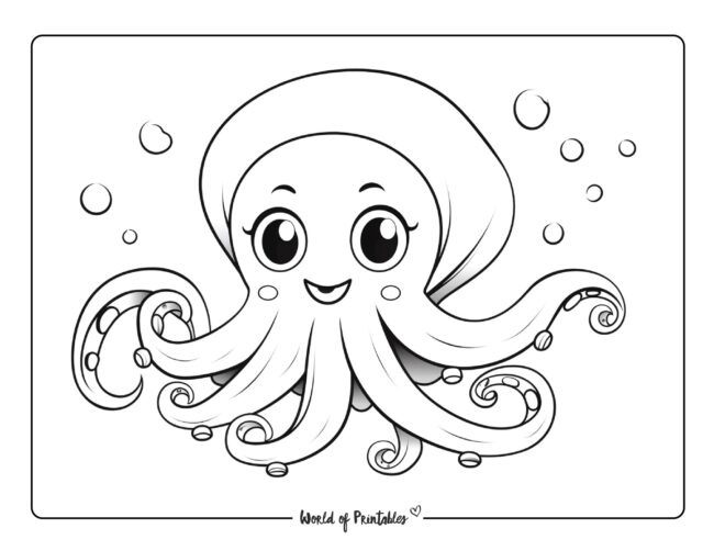 Happy Octopus Coloring Page