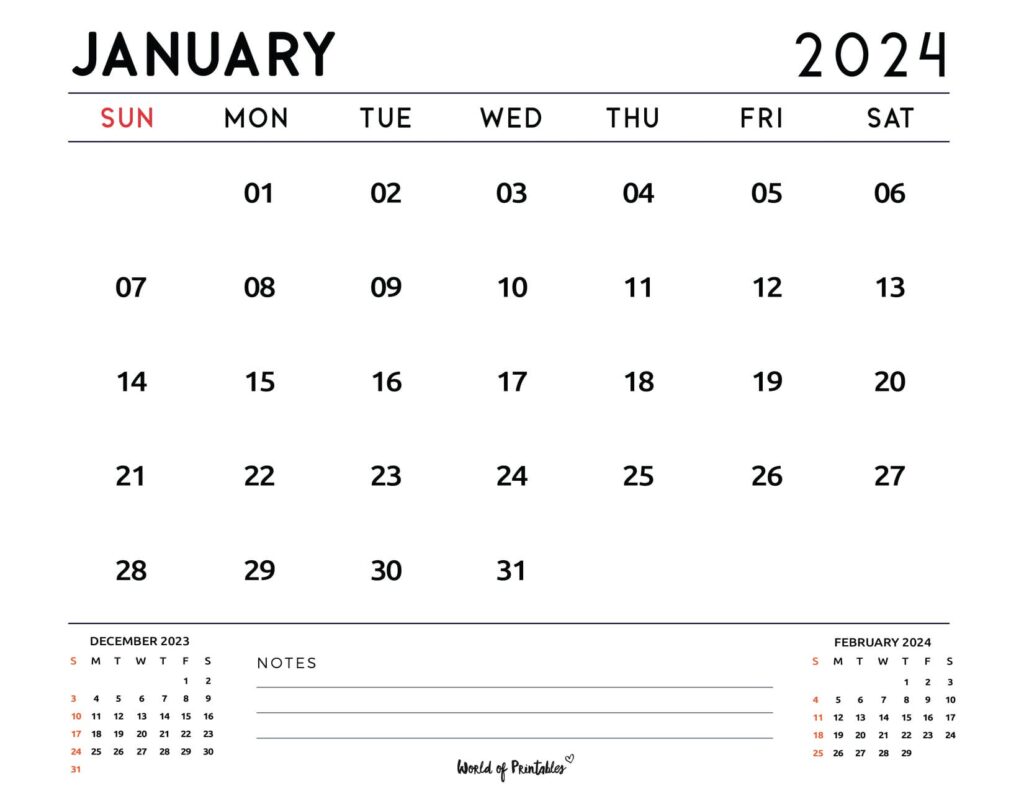 January 2024 Calendar