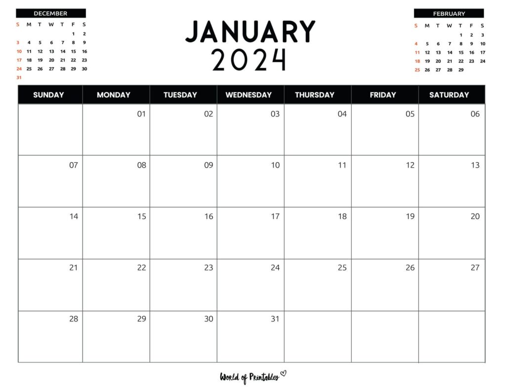 January 2024 Calendar