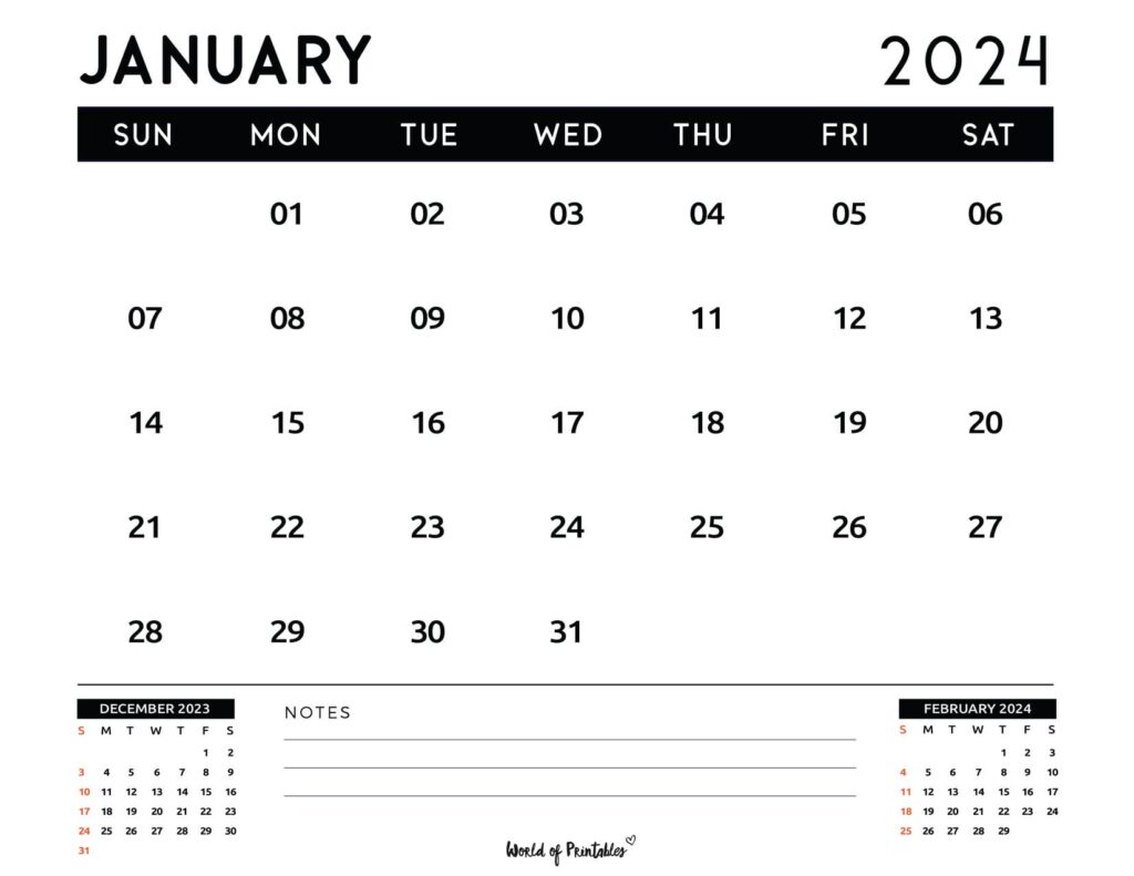 January 2024 Calendar