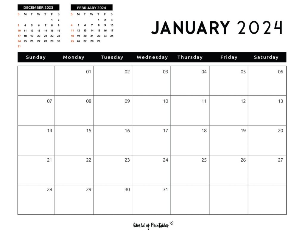 December 2023 and January 2024 Calendar - A Printable Calendar