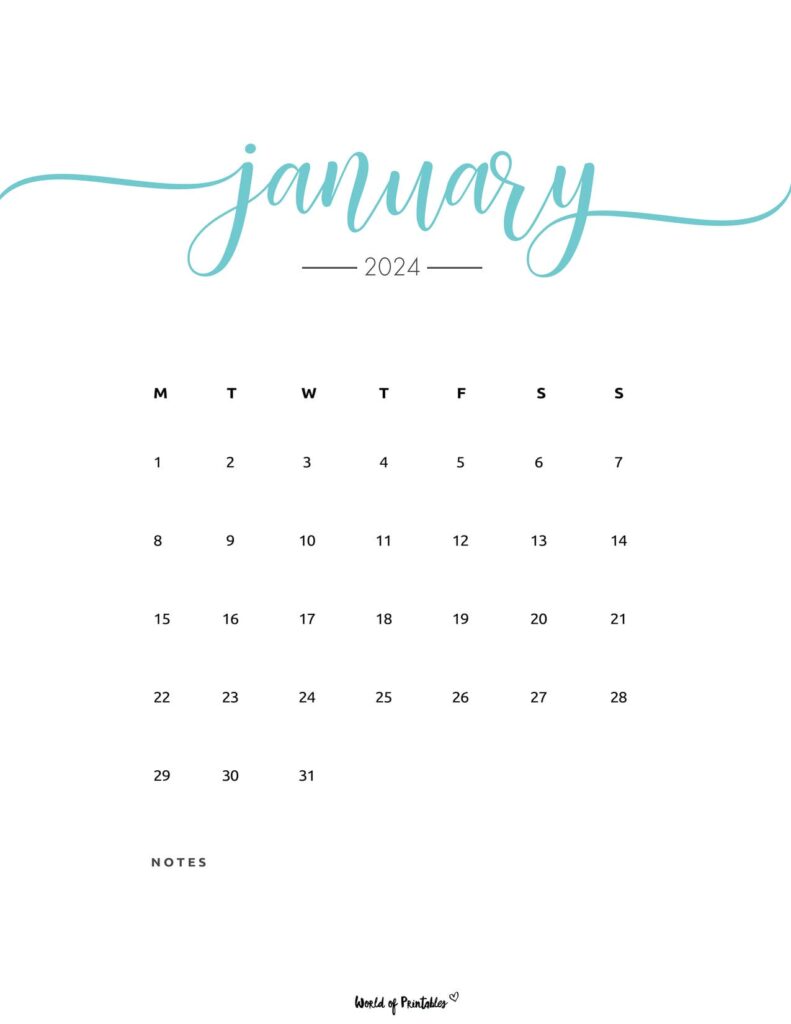 January 2024 Calendar Aesthetic