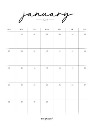 Free Printable January 2024 Calendars - World Of Printables