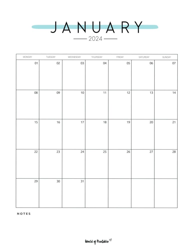 Free Printable January 2024 Calendars - World of Printables