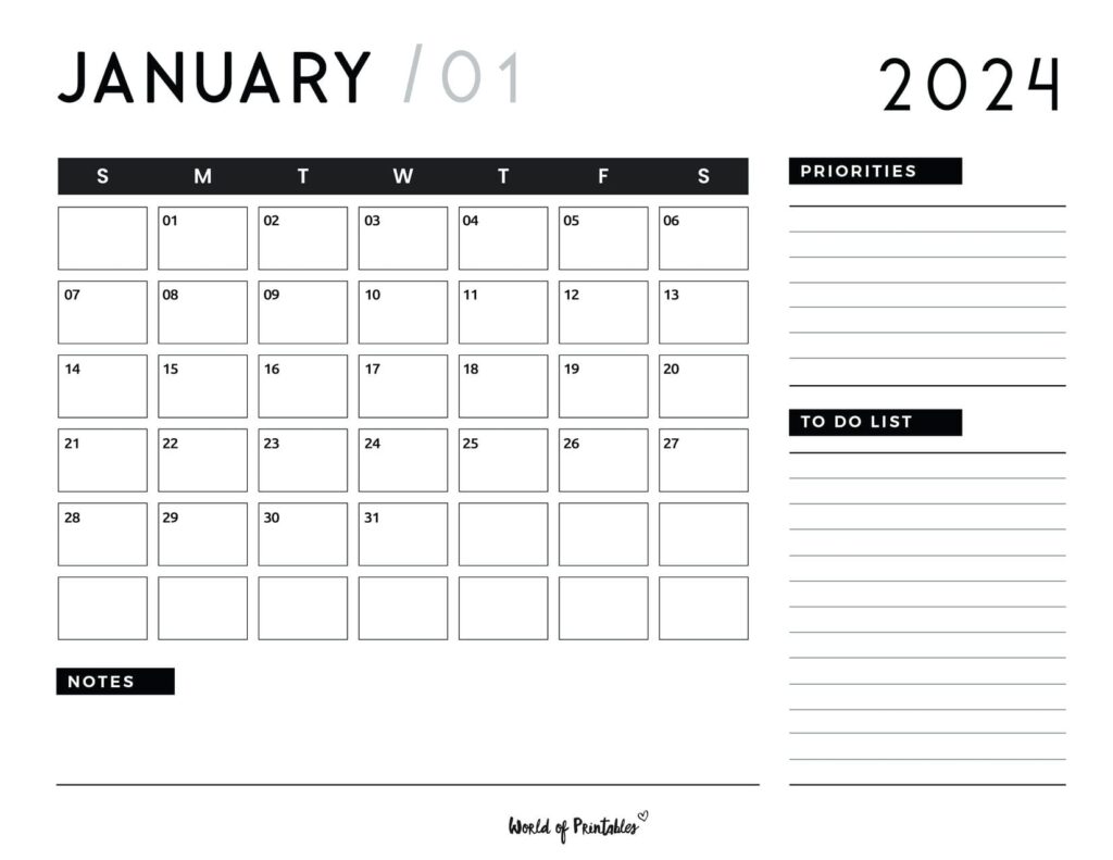 January 2024 Calendar