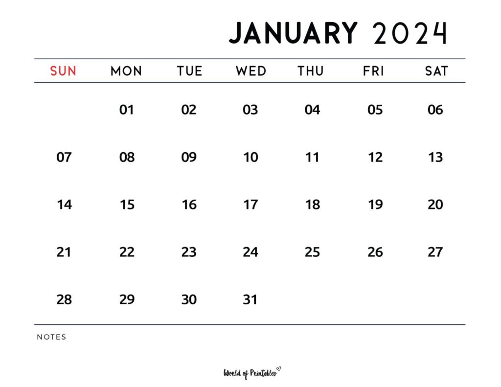 January 2024 Calendar