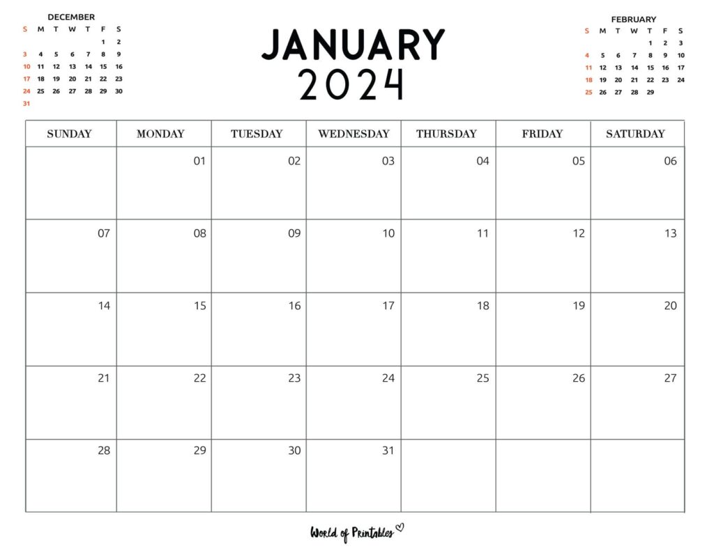 January 2024 Calendar