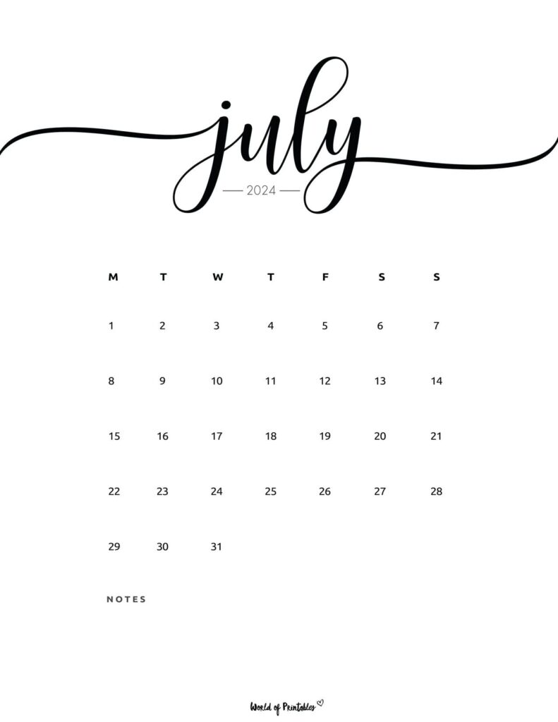 July Calendar 2024