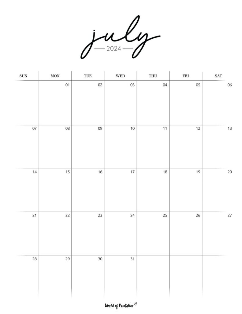 Printable July 2024 Calendar