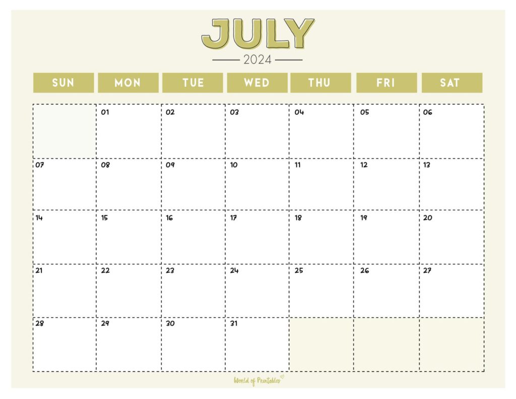 Colorful July 2024 Calendar