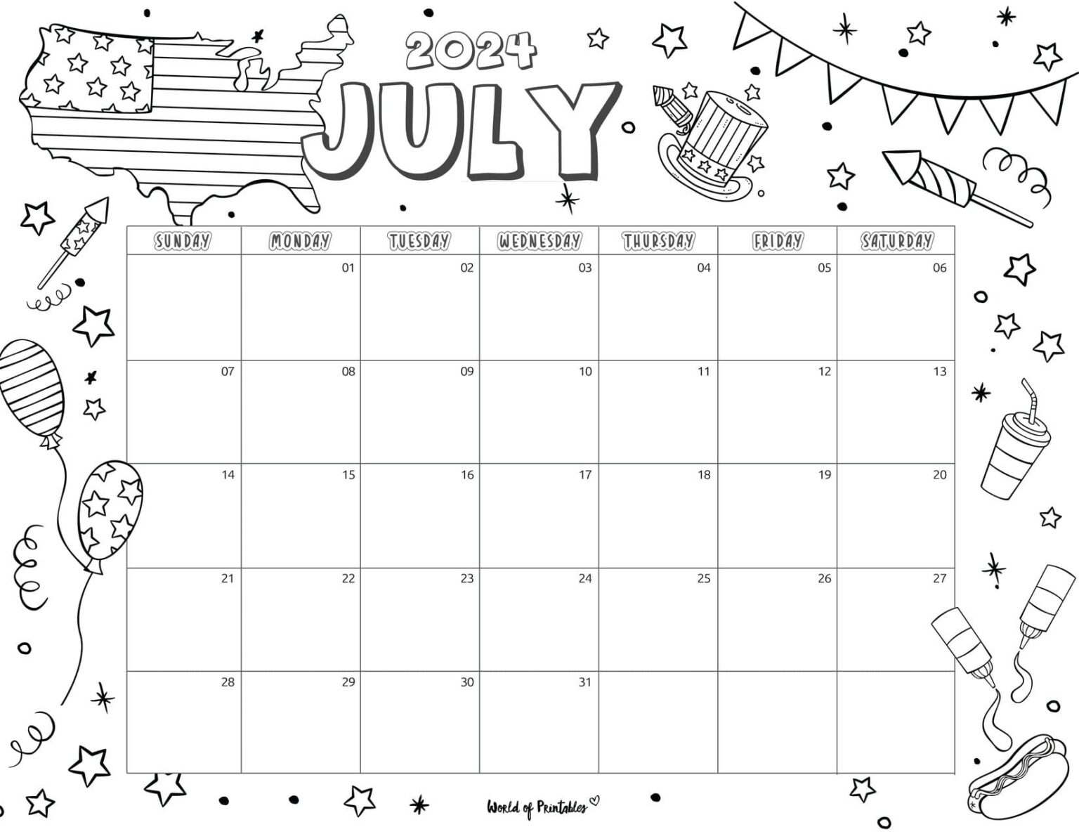 2024 Coloring Calendar Free Printables World of Printables