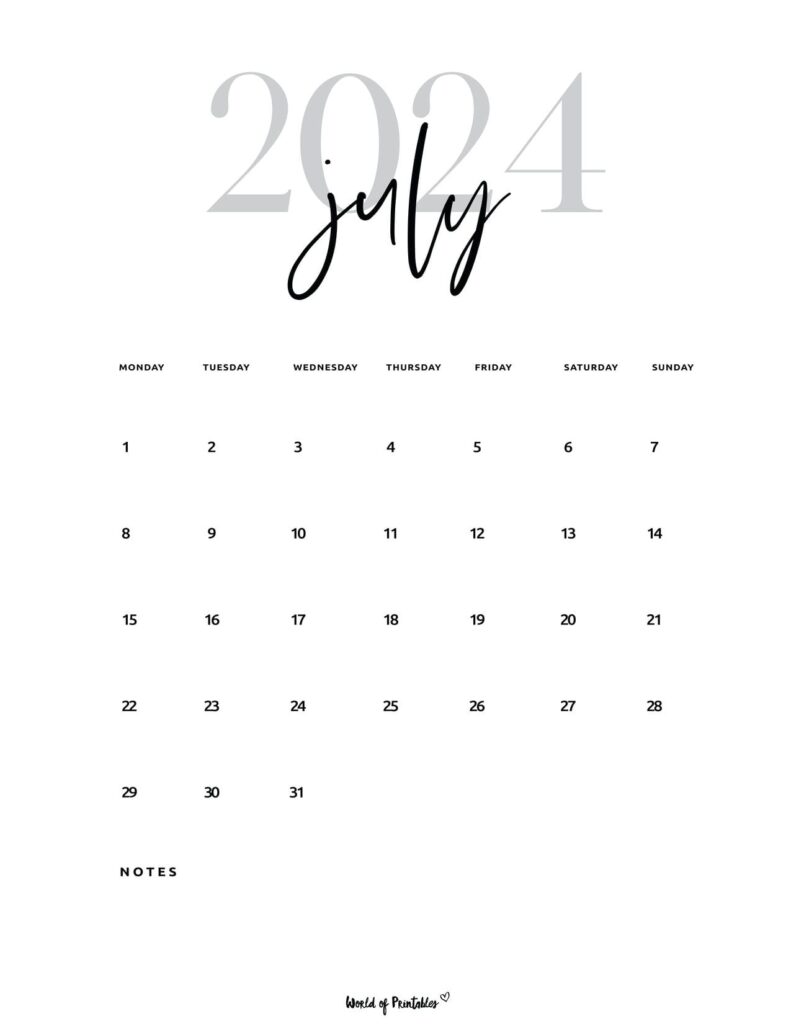 July 2024 Calendar Portrait