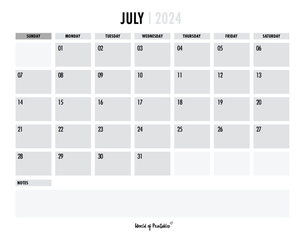 2024 Calendar July