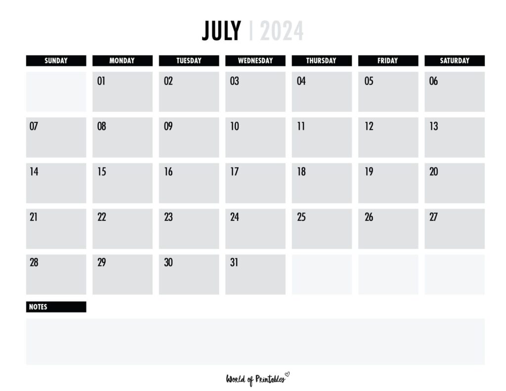 2024 July Calendar