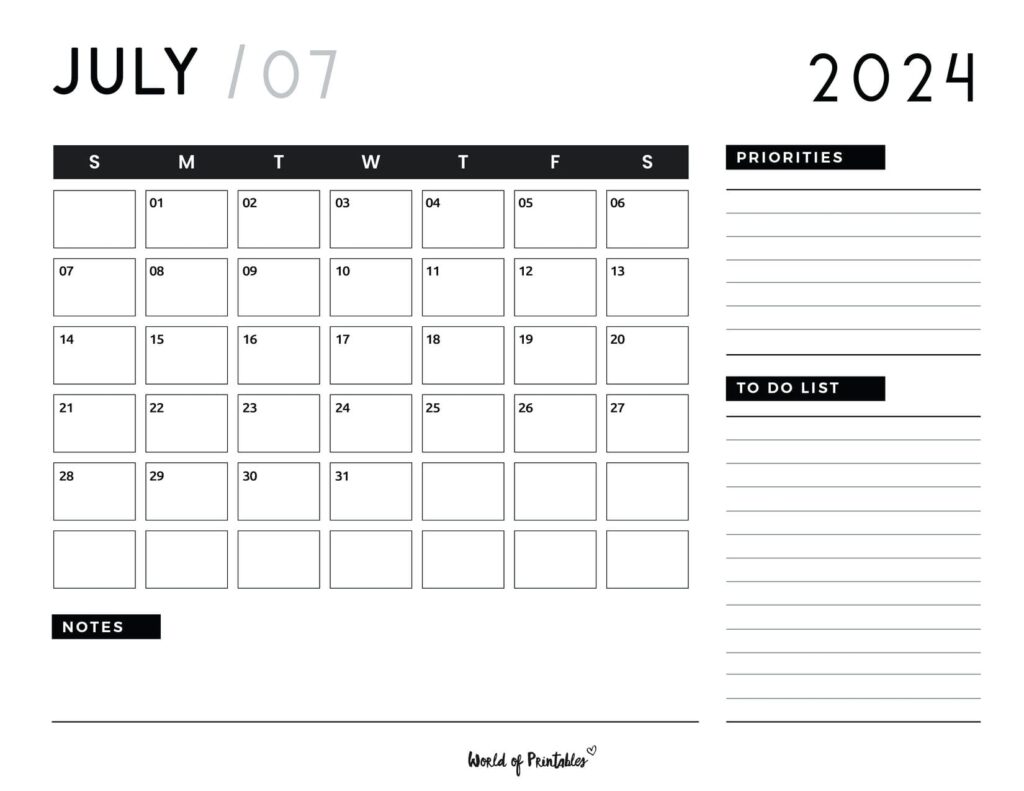 July 2024 Calendar Planner