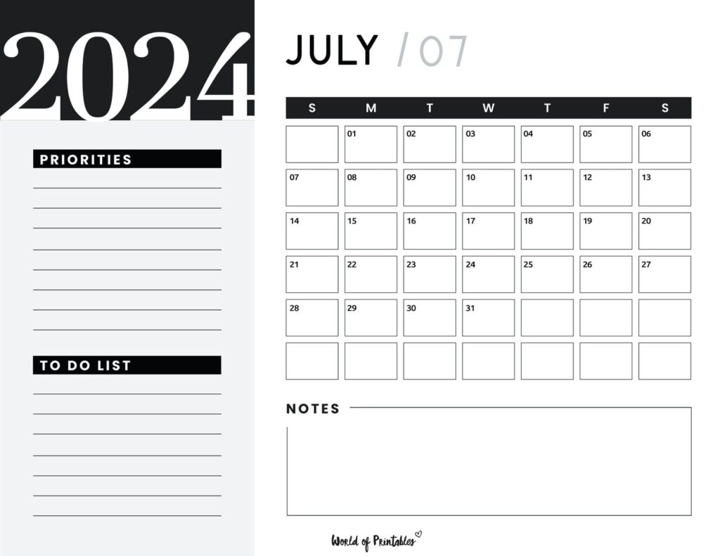 July 2024 Calendar Planner