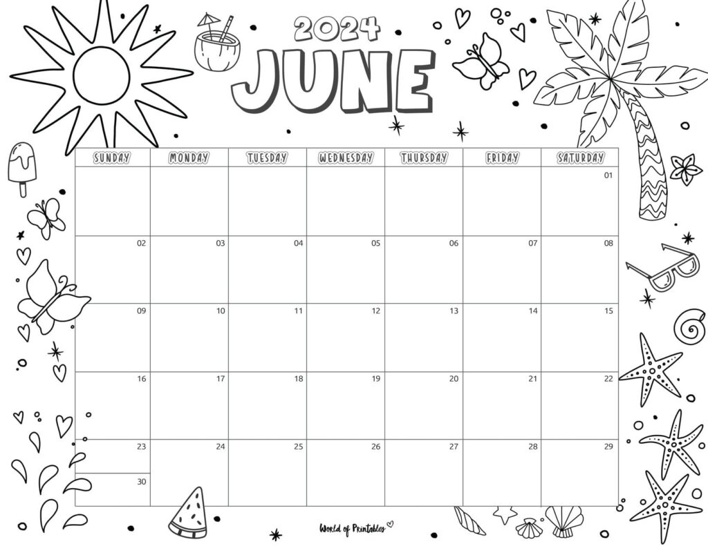 June 2024 Coloring Calendar