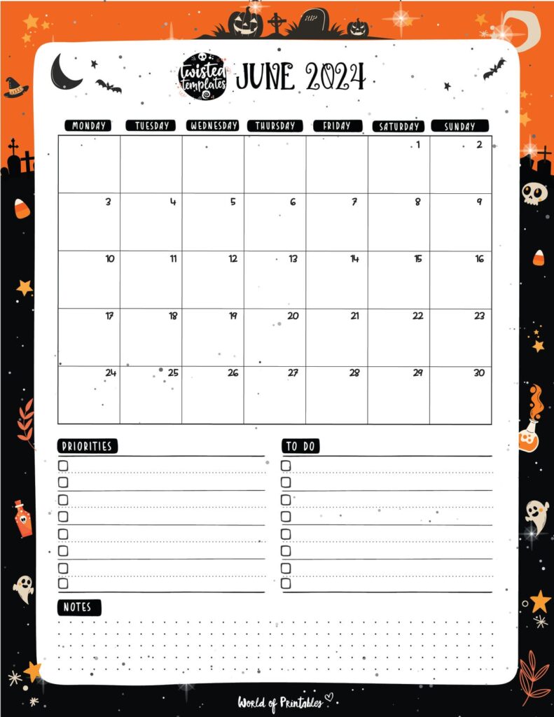 Halloween June 2024 Calendar