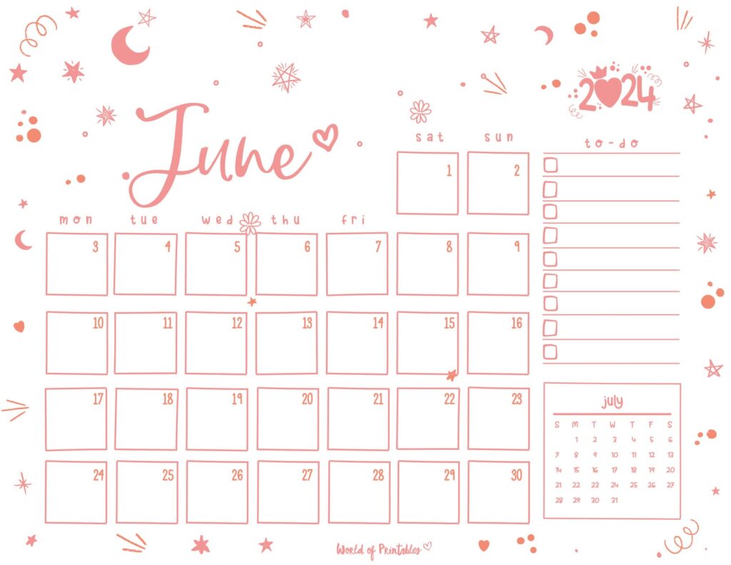 Cute June 2024 Calendar Landscape