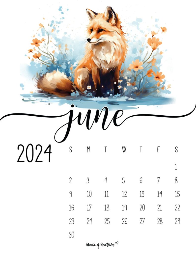 Watercolor June 2024 Calendar