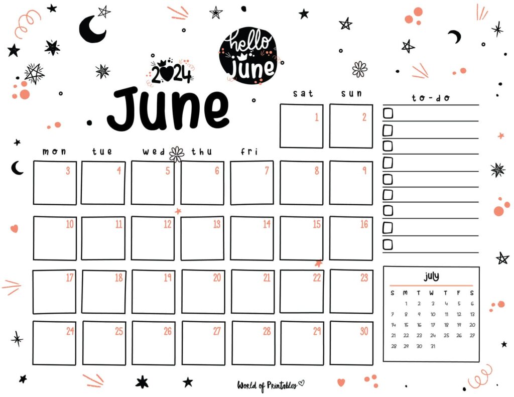 Cute June 2024 Calendar