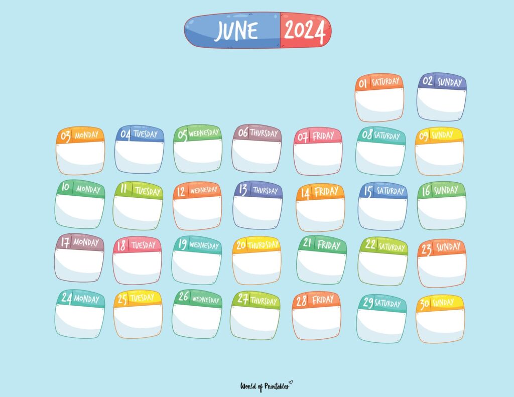 Kids June 2024 Calendar