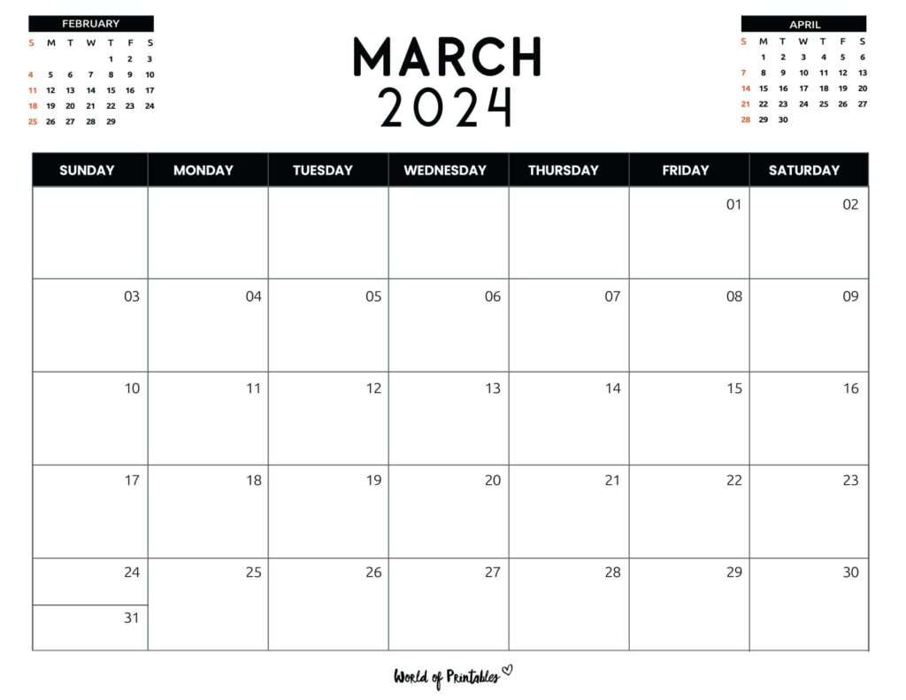 March 2024 calendar