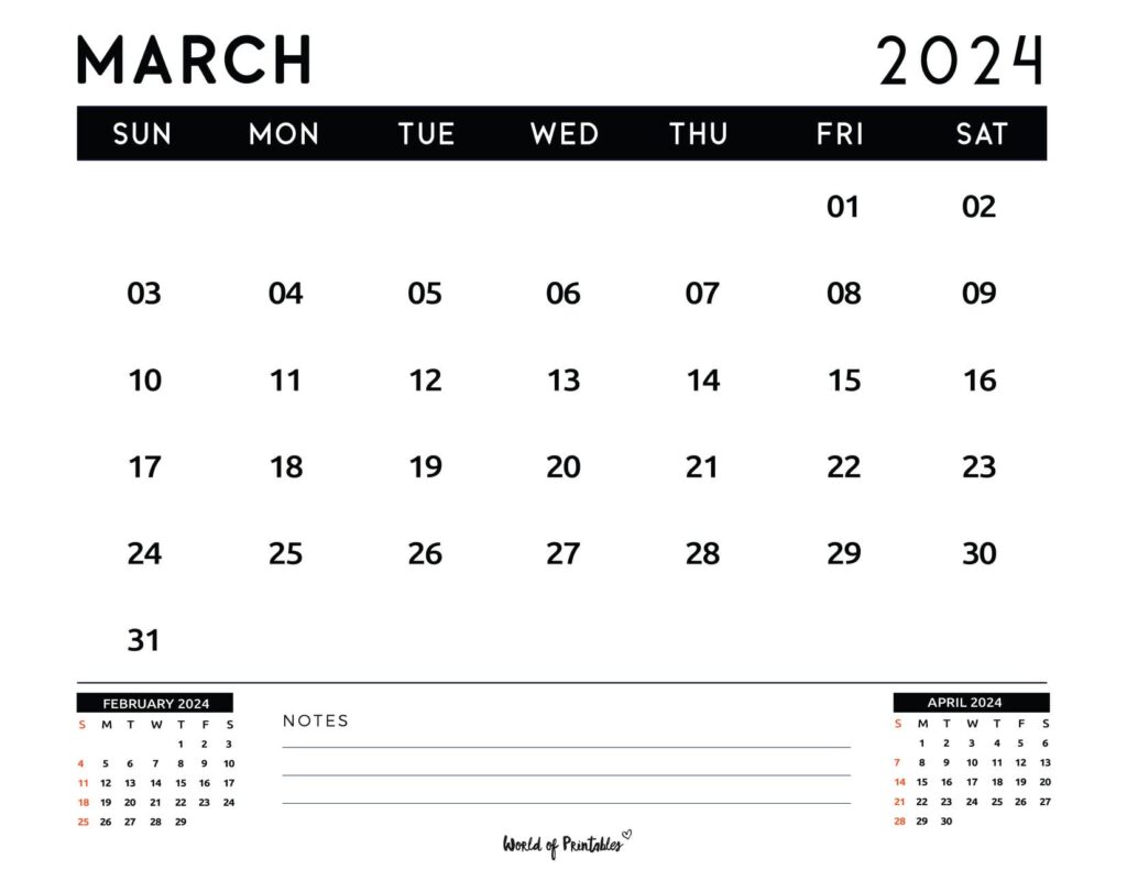 March 2024 calendar