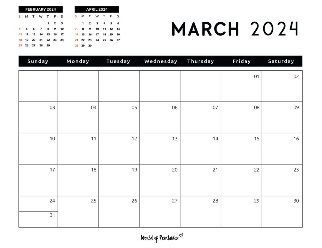 March 2024 calendar