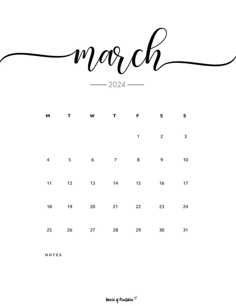 Stylish March 2024 Calendar