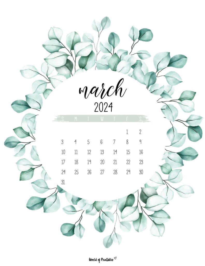 March 2024 calendar Botanical