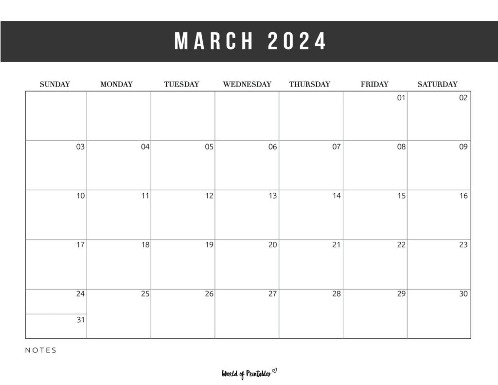 2024 Blank Calendar March 2024 World - Patti Berenice