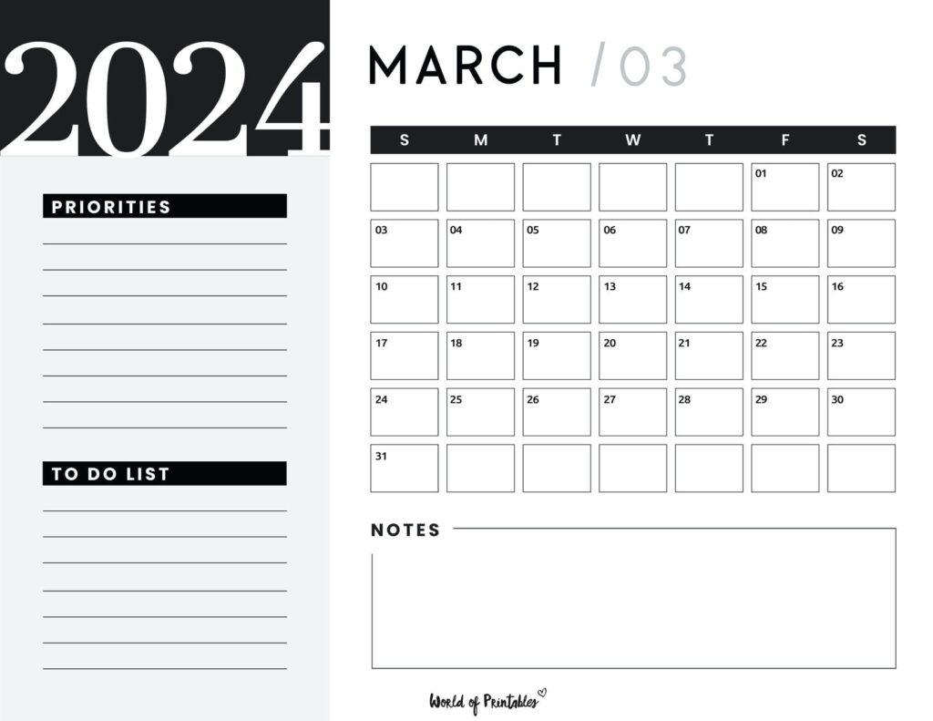 March 2024 calendar