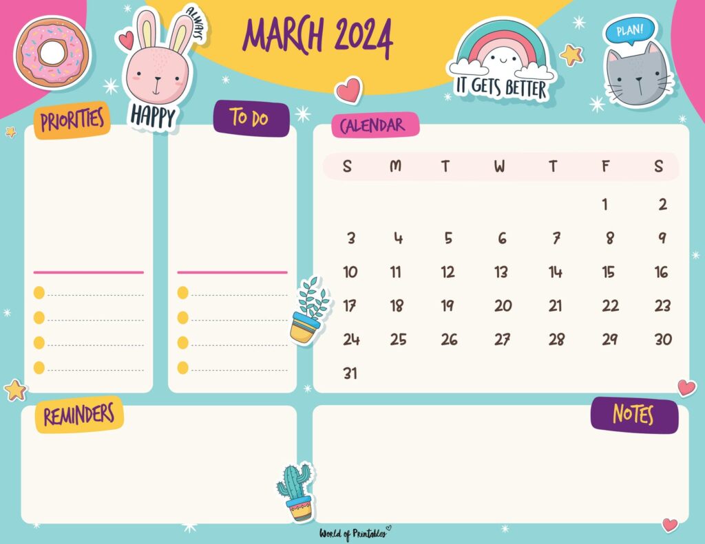 Fun March 2024 calendar