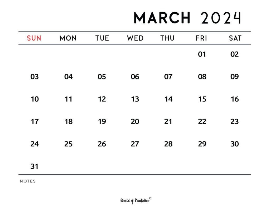 March 2024 calendar