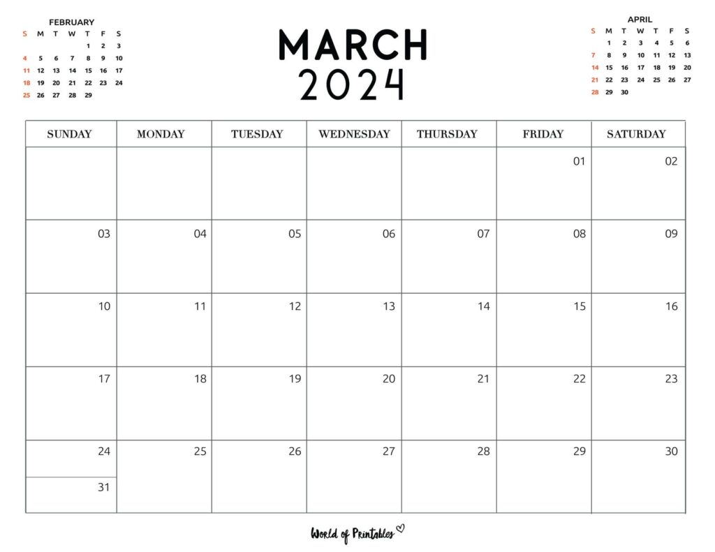 March 2024 calendar